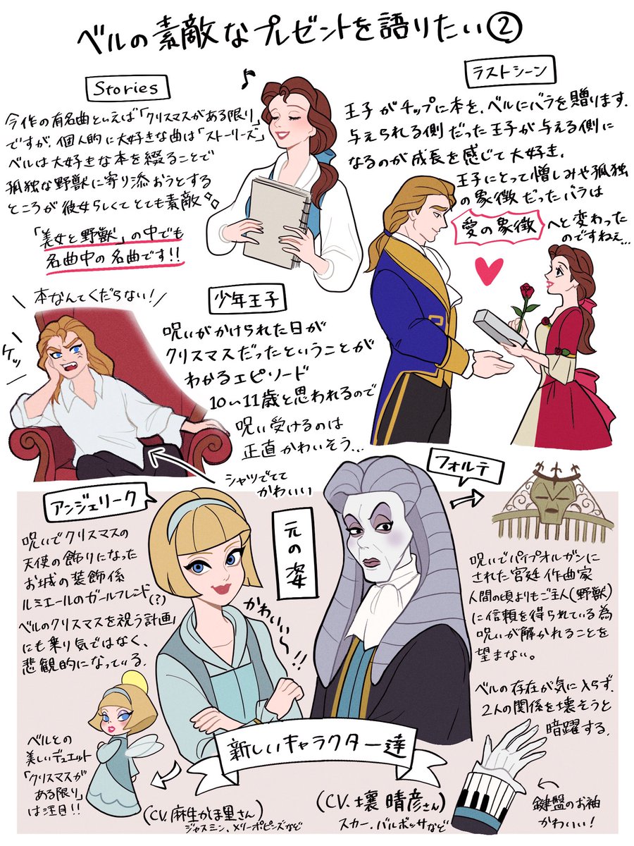 moko_eaka's tweet photo. 今夜の金曜ロードショーでは「美女と野獣/ベルの素敵なプレゼント」が地上波で初放送されます🎄🥀
ということで解説や好きなポイント、見どころ等をまとめました！
OVAですが、心温まるクリスマスらしいお話なので是非観てください！

※ネタバレ注意⚠️ https://t.co/XO700D2xb3