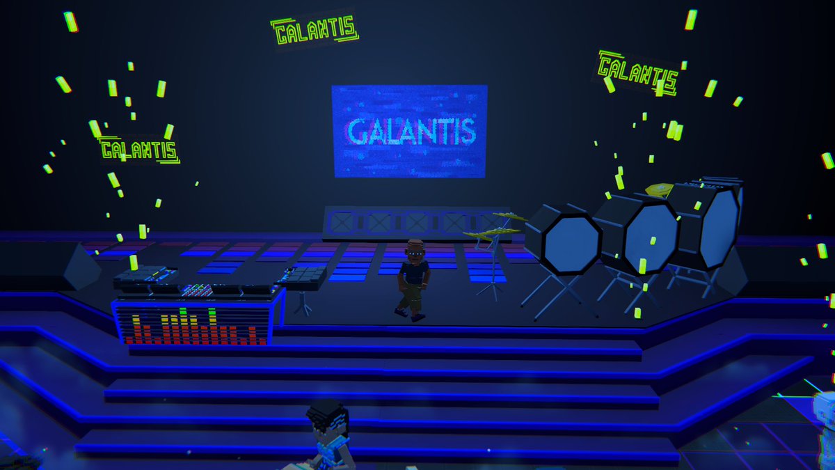 Rocking out at the <a href="/wearegalantis/">Galantis</a> Stage in <a href="/TheSandboxGame/">The Sandbox</a>. The virtual crowd is going wild! 🎉🔊 register-landings.sandbox.game/alphaseason4-s… #TheSandbox #AlphaSeason4 #AS4SocialChallenge