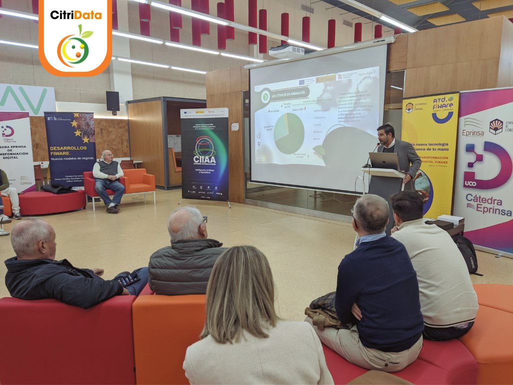 CitriData's tweet photo. Ayer estuvimos presentes en el III WakeUp – #fiwareXperiences: Experiencias #Fiware 🌱
Presentamos nuestro proyecto, centrado en la #Innovación y #TransformaciónDigital del sector agrícola, particularmente en los #Cítricos, un cultivo clave para #Andalucía. (+) https://t.co/BNN7zCWOqQ