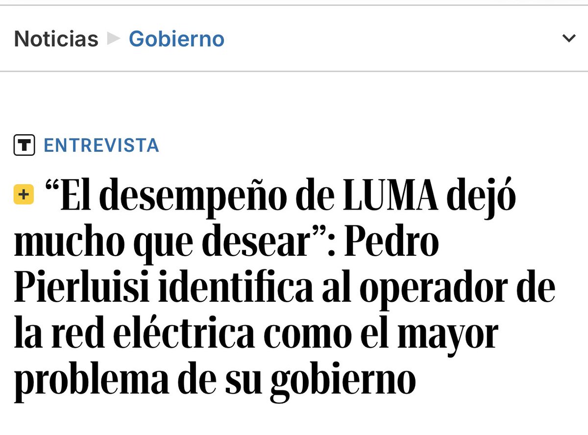 Buenos días!
Advertido de primera mano estuvo el Gobernador saliente. Nos reunimos en el proceso de primaria que tuvo en 2020 y se lo explicamos de primera mano. 
Pero… “ Luma es una compañía de calibre mundial” “ Luma es la GE” “Se me acabó la paciencia” 
Eso decía defendiendo