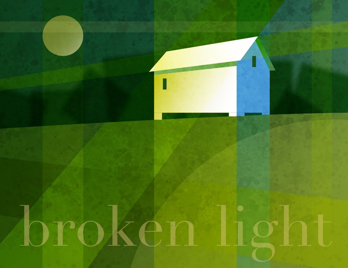 bobcoe's tweet photo. Fractured light on a green hillside. #landscape #brokenlight #precisionism #illustration https://t.co/o4loXctgyB