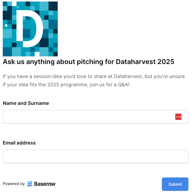 There are still some spots left for the free online Q&amp;A session "Ask us anything about pitching" for #EIJC25 💪

Join us this Monday at 14:30 CET and get answer to all your questions about pitching sessions for #Dataharvest 2025 

Register here: tables.journalismarena.eu/form/S2QuMHkZH…