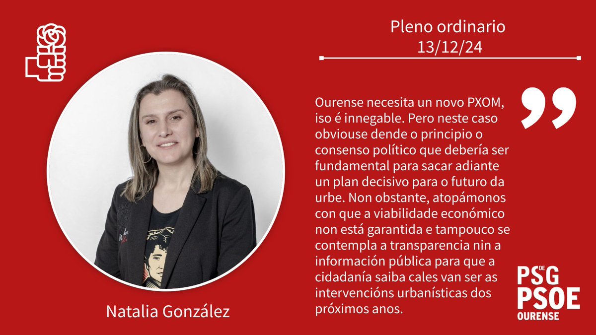 🏗📄 A portavoz do @PSdeG, Natalia González, lamentou que Ourense non dispoña xa dun Plan Xeral de Ordenación Municipal e afirmou que as socialistas defenderán que a cidade teña un urbanismo sostible, legal e que prime os intereses da veciñanza. 👇🏾

#PSdeG #Ourense #urbanismo