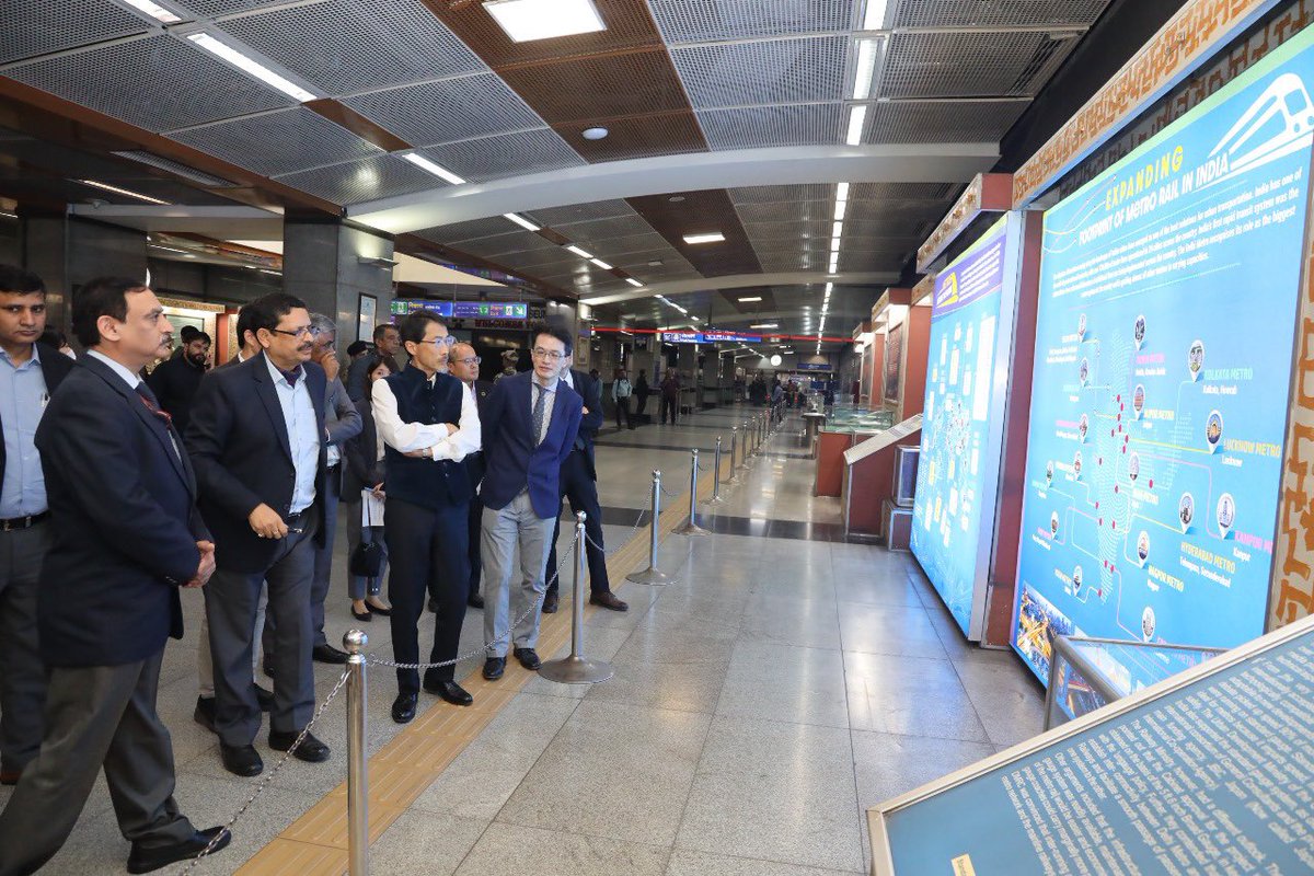 OfficialDMRC's tweet photo. HIS EXCELLENCY MR. ONO KEIICHI, AMBASSADOR OF JAPAN TO INDIA VISITS DELHI METRO

His Excellency Mr. ONO Keiichi, Ambassador of Japan to India, today visited the Delhi Metro system and was accompanied by Dr. Vikas Kumar, Managing Director, DMRC during his journey on the Metro from Central Secretariat till Chawri Bazaar. 
 
During his visit, His Excellency showed keen interest on various operational facilities including dedicated coach in every train for women, CCTV surveillance, driverless trains etc. besides enquiring about ongoing Phase-4 works on various corridors.  He praised the DMRC for its excellent work and described the Delhi Metro project as an amazing collaboration between India and Japan. The journey concluded with a visit to Patel Chowk Metro Museum.

The Delhi Metro Project is a symbol of Indo-Japanese collaboration and the Government of Japan (Japan International Cooperation Agency) has substantially funded the Delhi Metro Projects from the beginning and is also funding Phase-IV of the project. 

#delhimetro