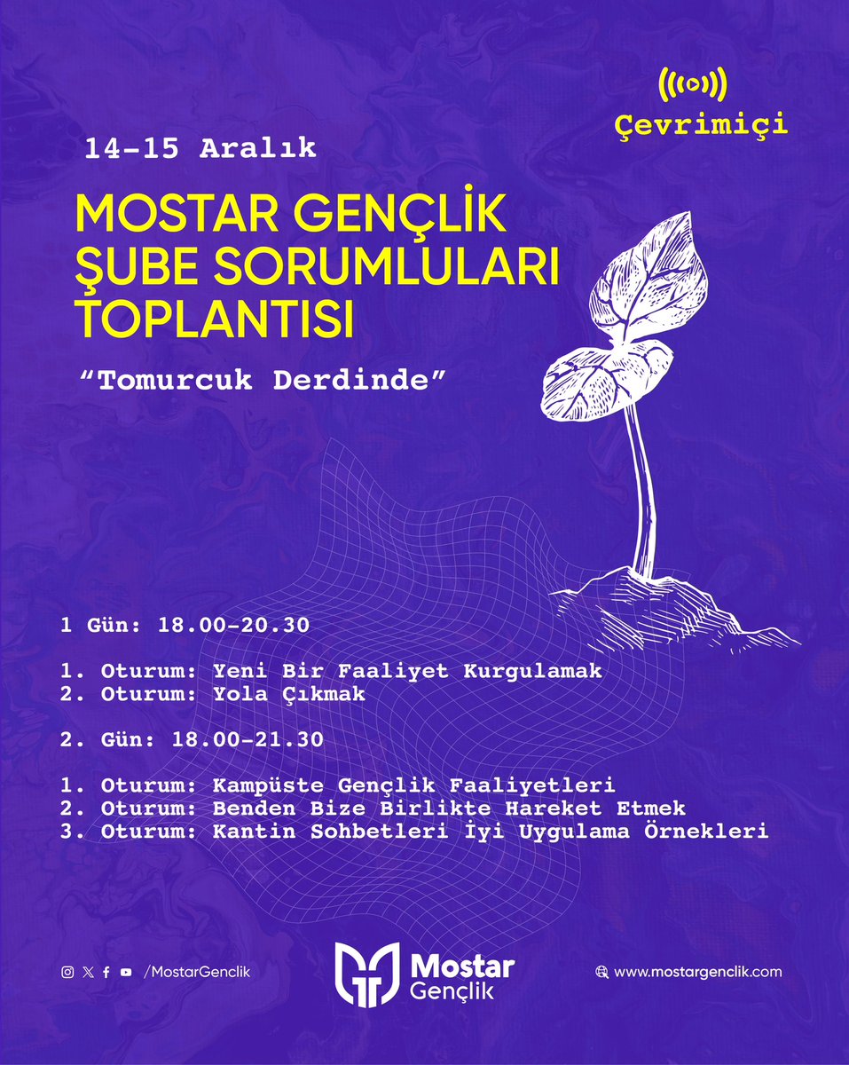 ✨ Fakülte fakülte, sokak sokak iyilik ve güzellik yayılsın diye tüm Türkiye'de hep birlikte koşmaya devam ediyoruz. 

🌱 Gönüllere tohumlar serpmek ve bir tomurcuğun derdiyle gayretimizi sürdürmek için bir araya geliyoruz.
