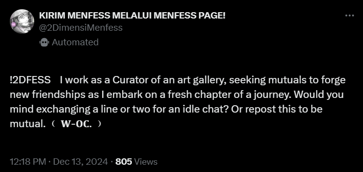 lovesunkens's tweet image. ♡. Hello, I am the sender of this menfess. Would you kindly give me a follow back? I am also open to any relation offers. Much obliged!

@UNNCHAlNED, @blithespring, @sceanicus, @amarantheene, @mizuutamari.