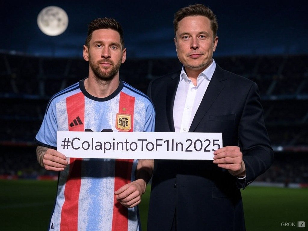 yoestoyconmessi's tweet photo. @elonmusk #F1 #AbuDhabiGP #Colapinto
#ColapintoToF1In2025 #Messi #Goat10 https://t.co/5FD48i7sgA