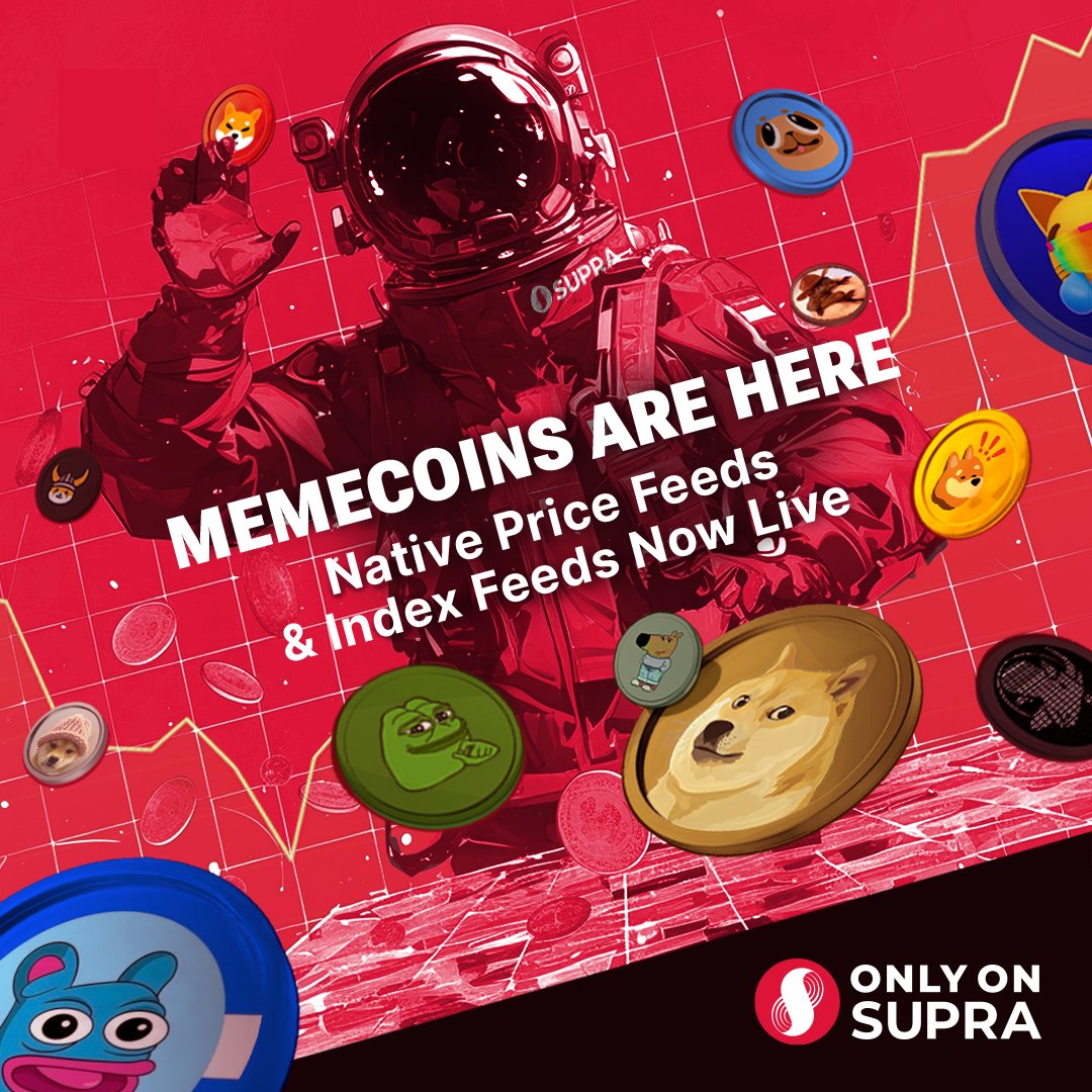 Run the memecoin show on Supra 🚀 Build with fully integrated native price  feeds of 20+ memecoins from across all chains and ecosystems. Track and  trade all of them at once with
