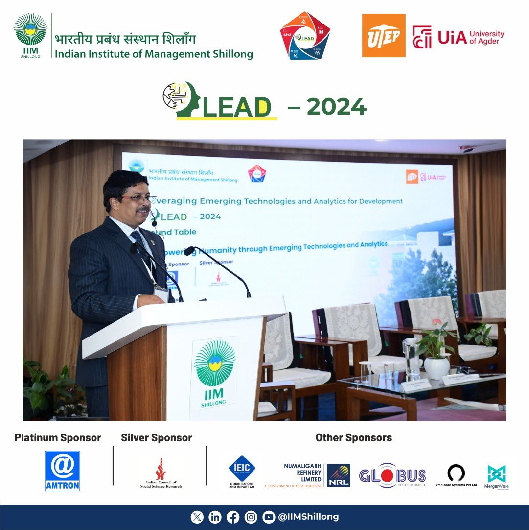 IIMShillong's tweet photo. The inaugural edition of the LEAD-2024 conference commenced with preconference events on December 9, 2024, which included a roundtable discussion and a sponsor's talk.
#IIMShillong #7thHeaven #LEAD2024 #PhD #research #LEADConference2024 #EmpoweringHumanity #TechForInclusion https://t.co/WGVesNbWKW