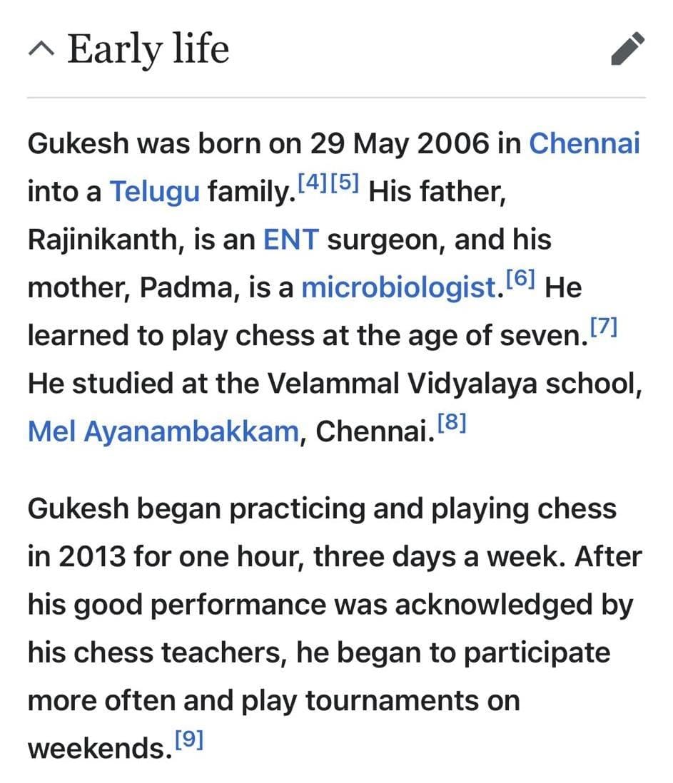 adityasjtt's tweet image. ERASURE OF TELUGU IDENTITY is happening on Wikipedia.

Though from Tamil Nadu, DOMMARAJU GUKESH @DGukesh IS ETHNICALLY TELUGU. Mentions of his Telugu heritage are being removed. 

Screenshots from @Wikipedia: yesterday vs today.

#Gukesh #DommarajuGukesh #GukeshDommaraju #Telugu
