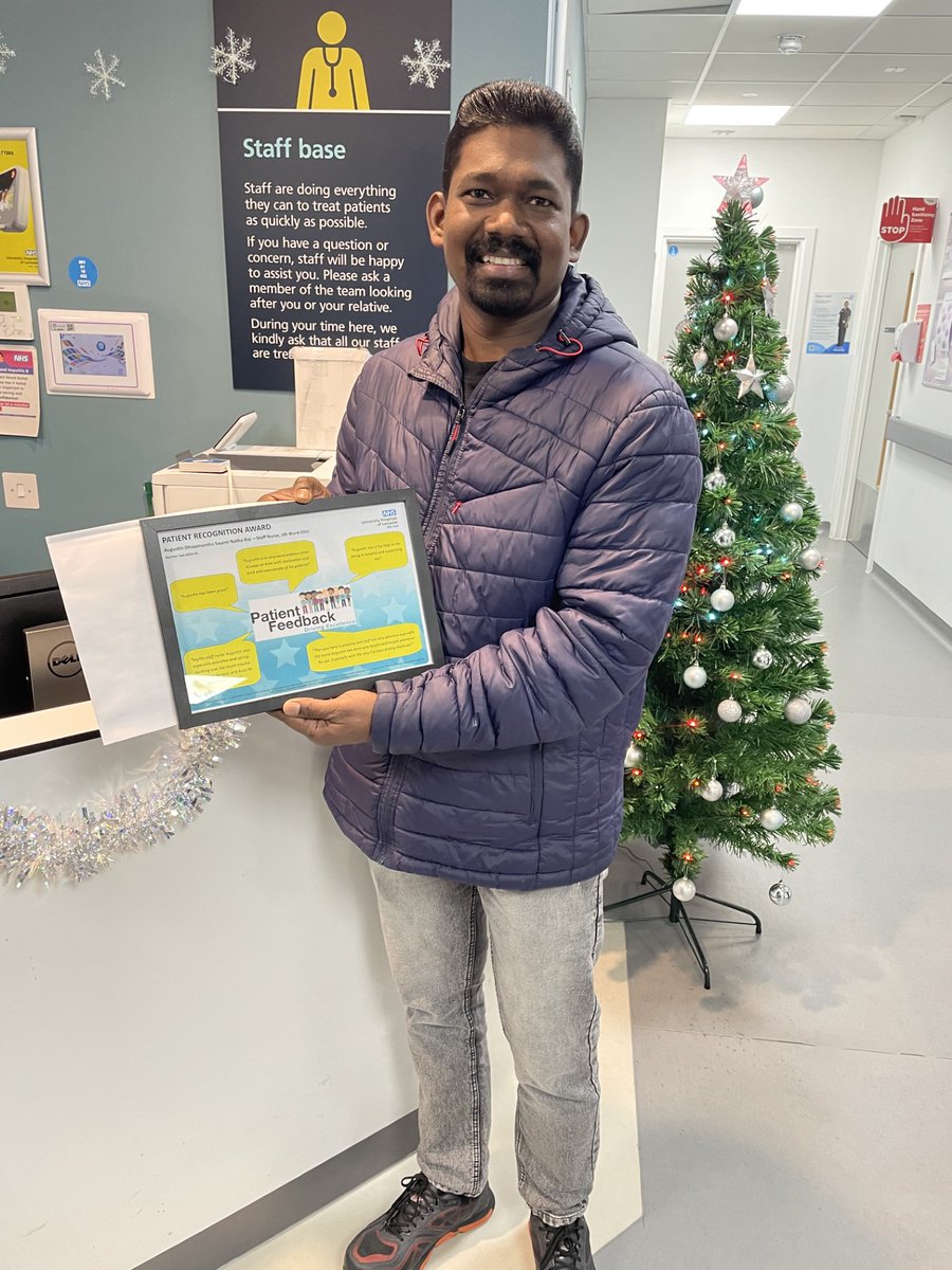 uhl_DOE's tweet photo. Congratulations to EDU Staff Nurse Augustin Raj, who got a Patient Recognition Award after many patients sang his praises for work on the night shift!👏 He and Elaine his Ward Leader kindly came in on a day off so this could be presented! @sueburtonDCN @HoggJulie @Leic_hospital https://t.co/UN1PbxRKH6