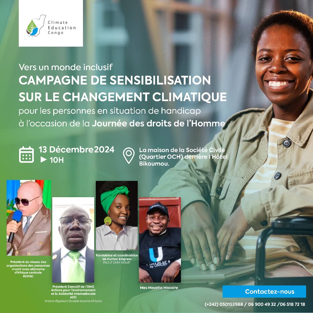 AssocATHAMMEnvi's tweet photo. @AssocATHAMMEnvi est très heureuse d'avoir participé à la campagne de sensibilisation sur le changement climatique destinée aux personnes en situation de handicap, organisée par l'assoc Climat Environnement Congo, présidée par M. Chirel ETOUBAKOUNDOU. @adamafooly @ASoudanNonault https://t.co/SGdtWQJPm3