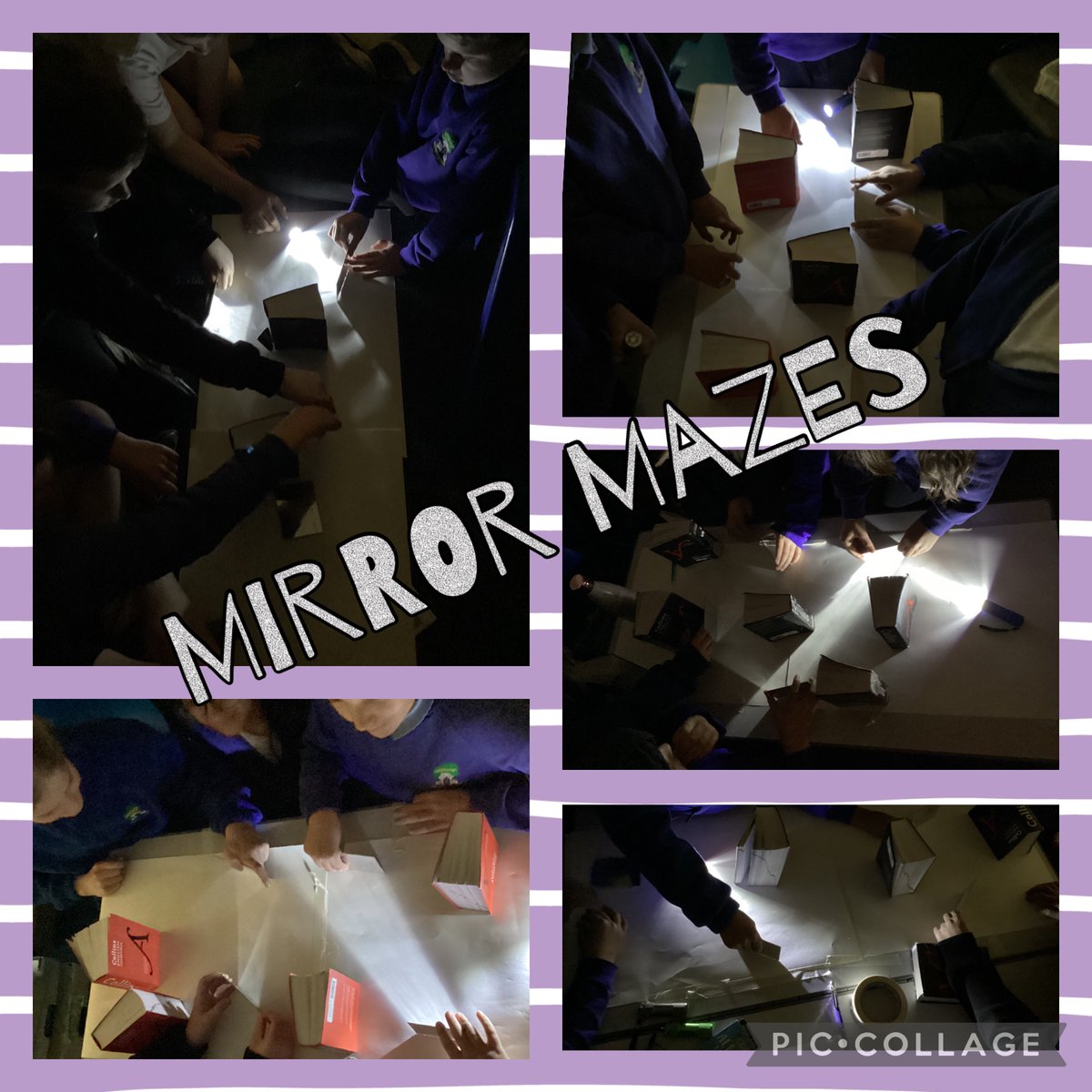 LJS6SW's tweet photo. In science, we have been using our understanding of how light travels to create mirror mazes. They were a-MAZE- ing! 💜 https://t.co/SmxK24oCIX