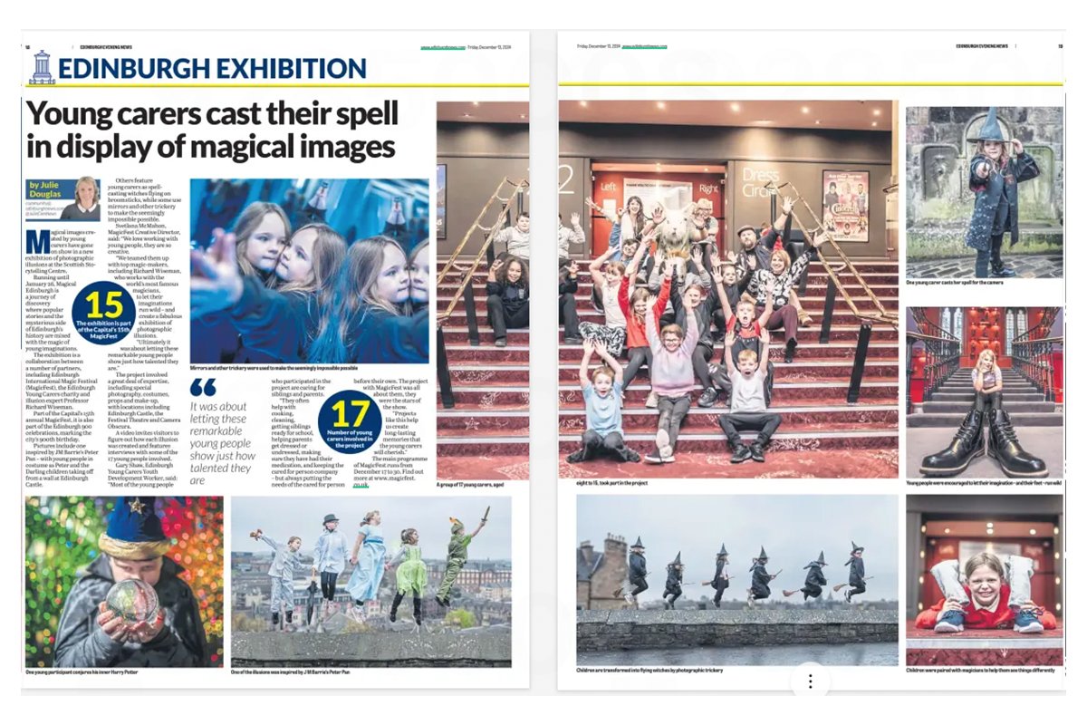 Edin Magic Festival (@magicfest) on Twitter photo A massive thank you to <a href="/edinburghpaper/">Edinburgh Evening News</a> for this fantastic double page spread on our “Magical Edinburgh” exhibition.
You can see it for FREE at the <a href="/ScotStoryCentre/">Scottish Storytelling Centre</a> until 26 Jan.
magicfest.co.uk/whats-on/magic…
#magicfest #whatsoninedinburgh #illusions #thischristmas A massive thank you to <a href="/edinburghpaper/">Edinburgh Evening News</a> for this fantastic double page spread on our “Magical Edinburgh” exhibition.
You can see it for FREE at the <a href="/ScotStoryCentre/">Scottish Storytelling Centre</a> until 26 Jan.
magicfest.co.uk/whats-on/magic…
#magicfest #whatsoninedinburgh #illusions #thischristmas