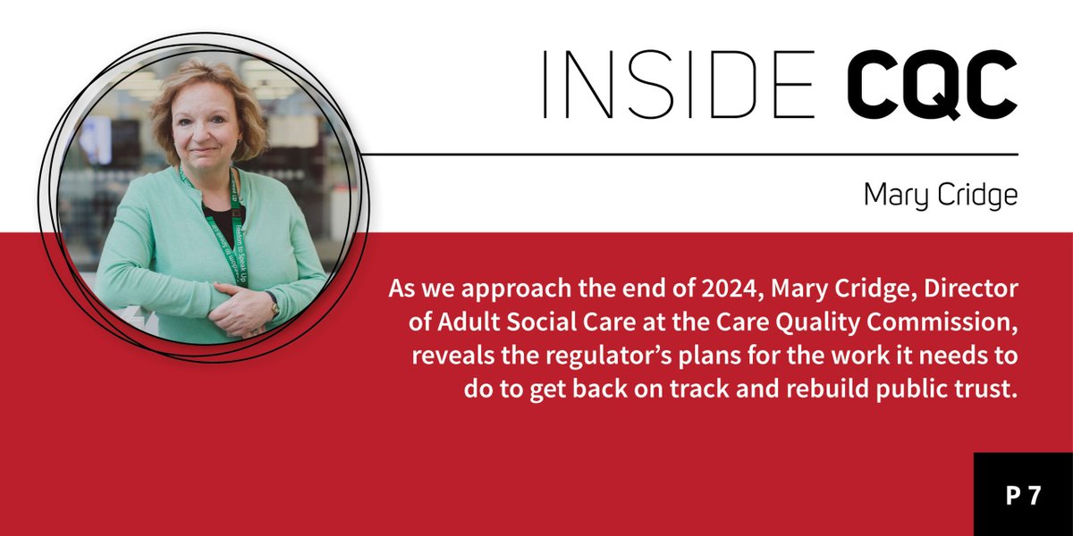 CQCProf (@cqcprof) on Twitter photo As we approach the end of 2024, Mary Cridge, Director of Adult Social Care, writes in <a href="/cmm_magazine/">CMM Magazine đź’š</a> about our plans for the work we're doing to get back on track and rebuild trust. buff.ly/3DaYyad As we approach the end of 2024, Mary Cridge, Director of Adult Social Care, writes in <a href="/cmm_magazine/">CMM Magazine đź’š</a> about our plans for the work we're doing to get back on track and rebuild trust. buff.ly/3DaYyad
