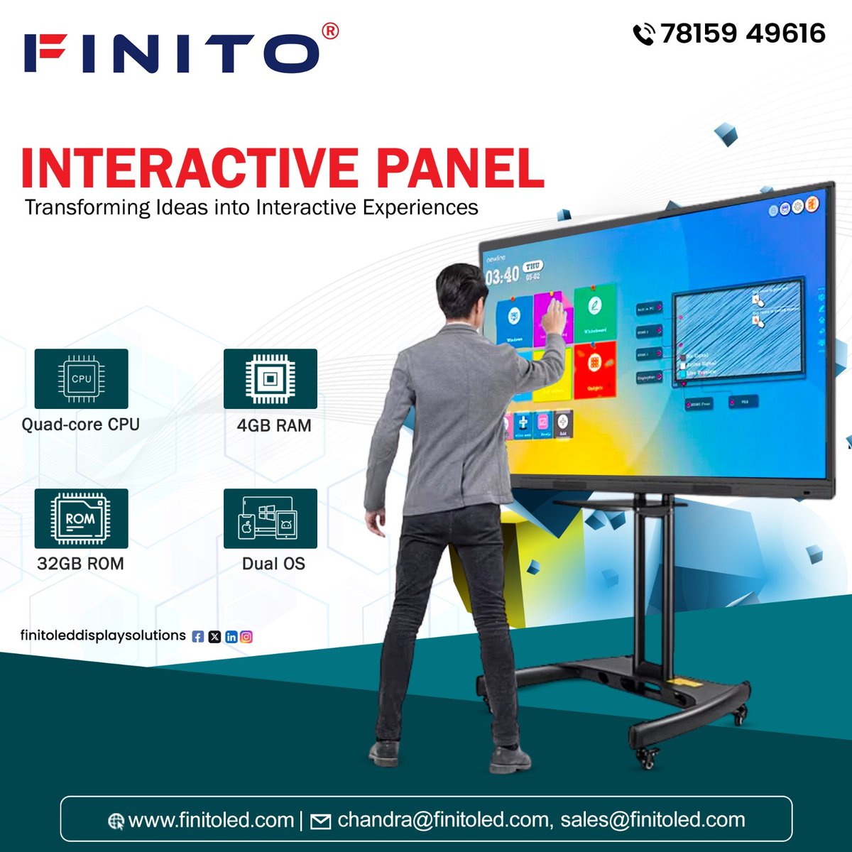 finito_led's tweet photo. Transform Your Space with 𝐈𝐧𝐭𝐞𝐫𝐚𝐜𝐭𝐢𝐯𝐞 𝐏𝐚𝐧𝐞𝐥 𝐃𝐢𝐬𝐩𝐥𝐚𝐲𝐬! 
https://t.co/LhwNsLGuWb
+91- 781-594-9616
#InteractivePanel #TouchscreenDisplay #SmartTechnology #DigitalSignage #BusinessInnovation #EducationTech #MeetingSolutions #CollaborativeTools https://t.co/gVBFOn3QGa