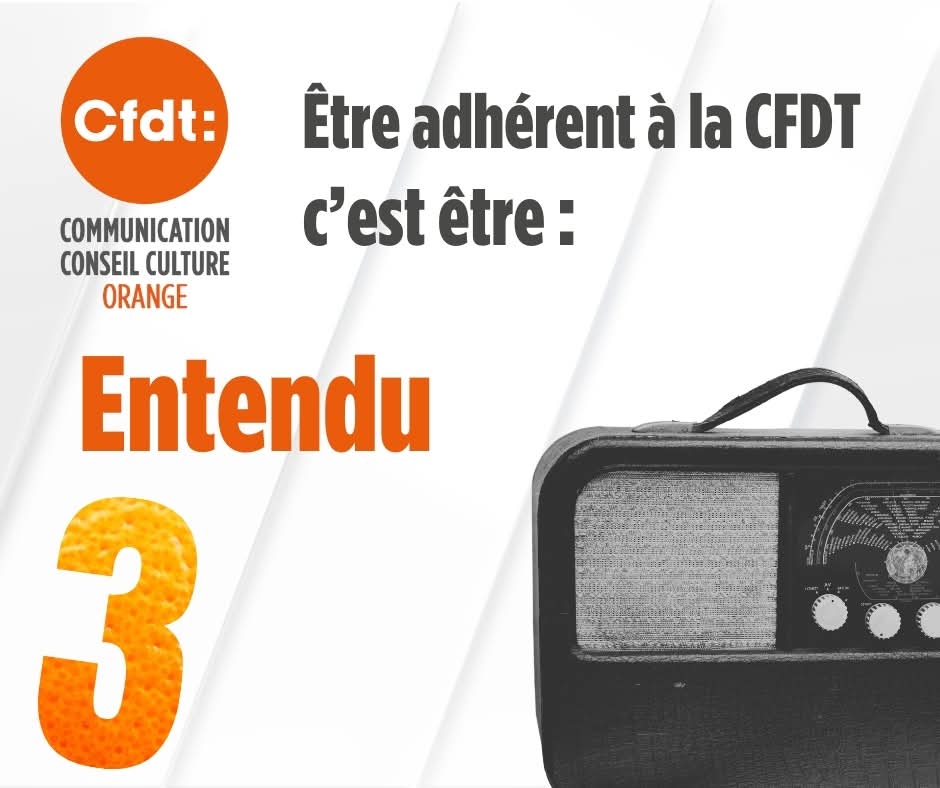 🔊 Besoin de faire entendre ta voix ?
L’adhésion à la #CFDT est ouverte à toutes celles et tous ceux qui souhaitent nous rejoindre. 🌟
Tu te poses des questions ? Contactes nous !
👉 Être adhérent à la CFDT, c’est être :
#CFDT #PartoutPourTous #LifeAtOrange #adhesion #telecom