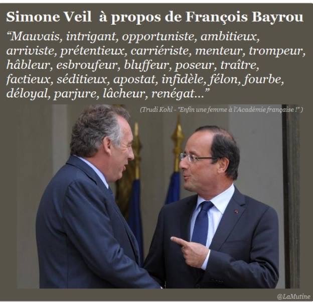 PatriciaNadal3's tweet photo. @F_Desouche Ne jamais oublier ce que Simone Veil disait à propos de F.Bayrou. #PremierMinistre #Macron Calamité #Bayrou #PremierMinistre https://t.co/0tUfmDDuwj