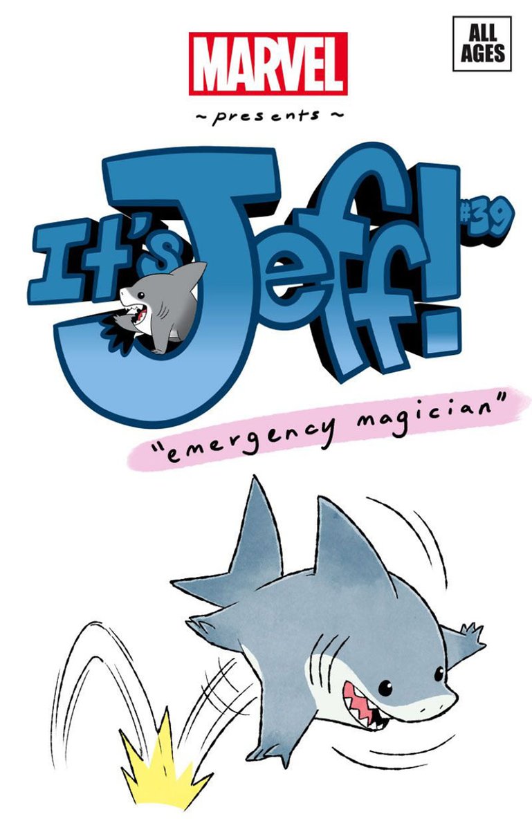 【お知らせ】It'Jeffシーズン4の第3話が更新されました。お友達のメイちゃんの誕生日パーティにお呼ばれしたジェフは庭に設置されたバウンスハウスに興味津々。皆に見守られながら初挑戦なのです!続きはMarvelUnlimitedアプリにて🦈🎂 