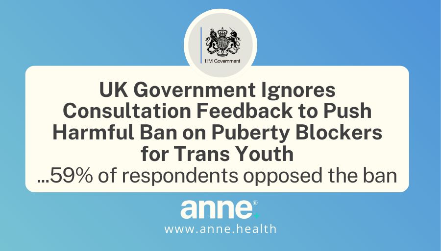 annehealthcare's tweet image. ⚠️ 58% of respondents to the recent UK government consultation on puberty blockers opposed a ban and stated that it would harm trans youth... The government implemented it anyway!

Read more: buff.ly/49ANwaq

#TransKidsDeserveHealthcare