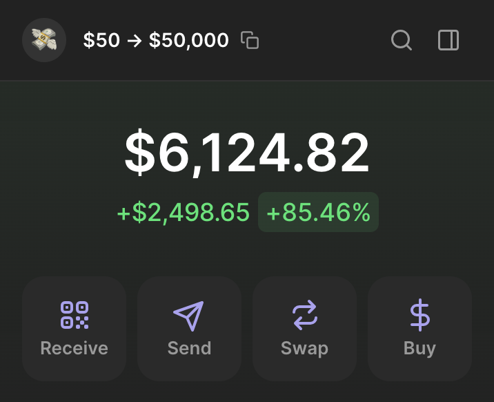 CryptoNobler's tweet image. $50 → $50,000 challenge update.

$arc 220x
$gooch 90x
$MANA 50x

Currently at ~$6,000 and got a few 100x insider calls for today 👀

Still have a few spots available: like, retweet, and comment '50k'.

Sending invites in DMs so must be followed.