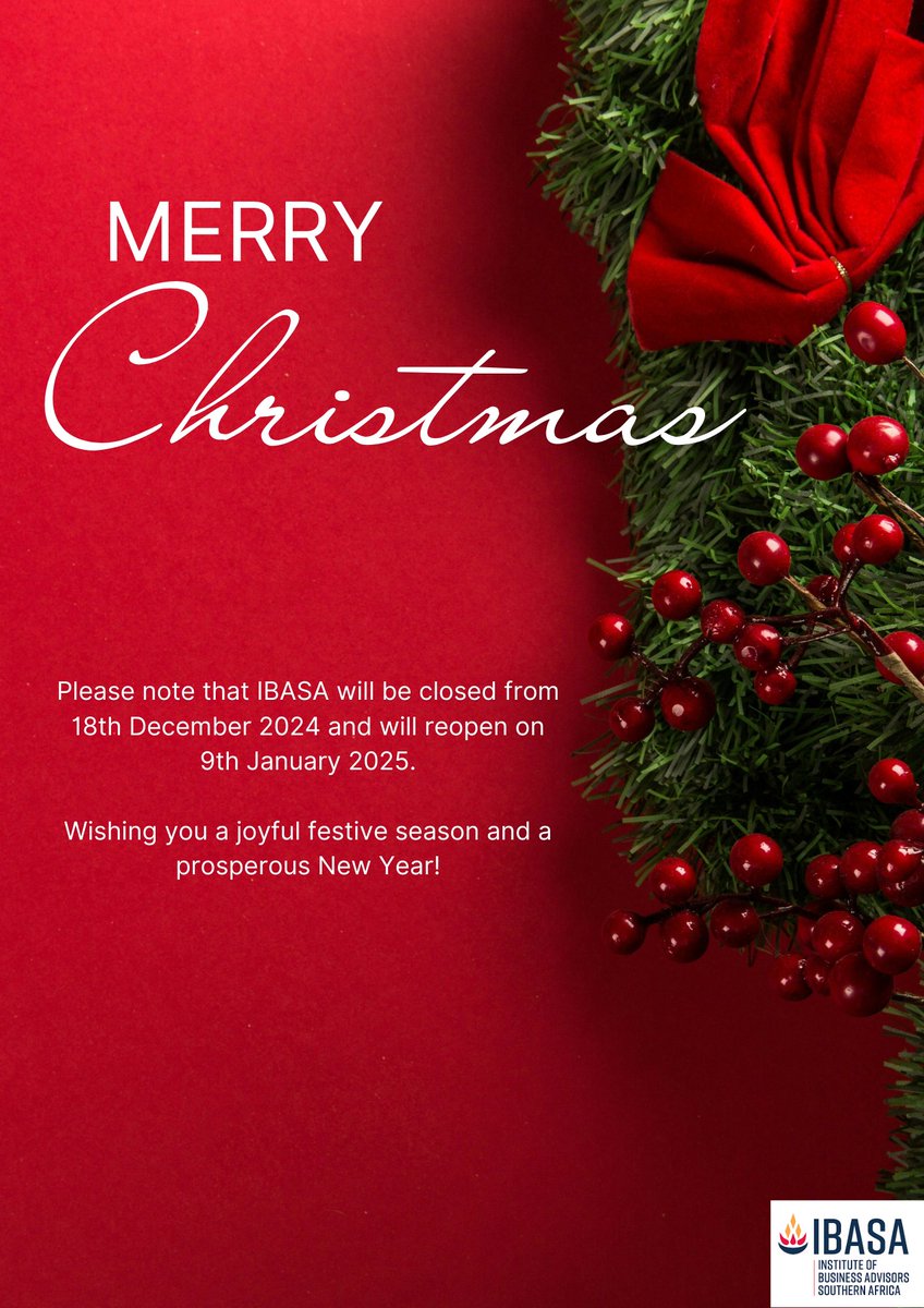 As we approach the end of 2024, we would like to thank our members and stakeholders for strengthening our relationship throughout the year. IBASA can only remain relevant through your continued support and membership in the organisation.
We wish you all a wonderful holiday.
