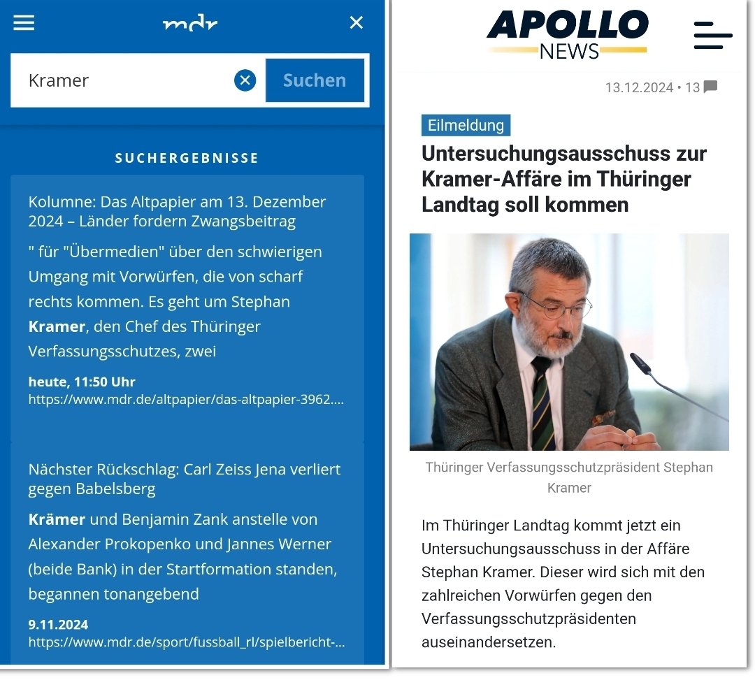 Warum berichtet der <a href="/mdrde/">mdrde</a> nicht darüber, dass es im Thüringer Landtag jetzt zu einem Untersuchungsausschuss in der Affäre Stephan Kramer kommt? #ReformOerr #OerrBlog
