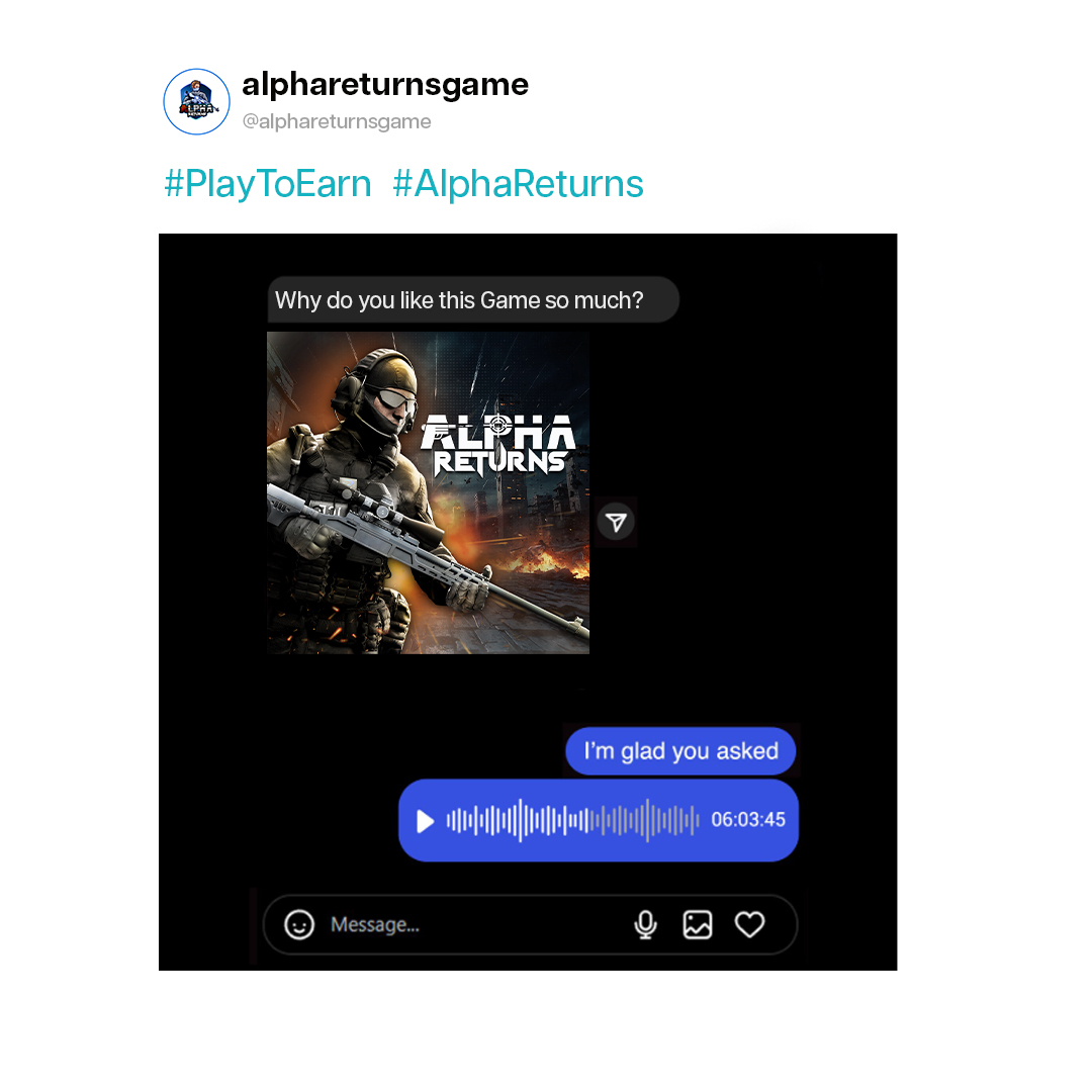 AlphaReturnGame's tweet image. Hear me out!

#PlayToEarn #AlphaReturns #GamingCommunity #cypto
