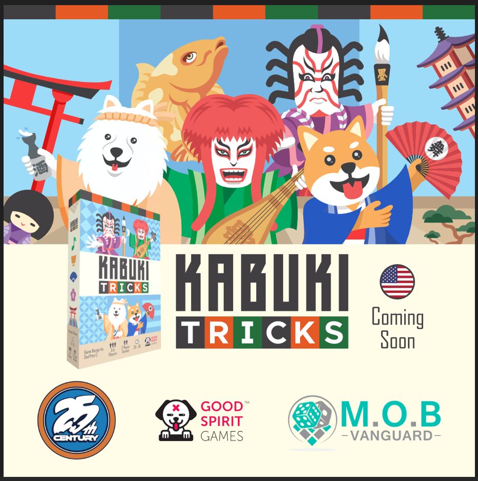 We are very proud to share that <a href="/25thCG/">25th Century Games</a> are going to be publishing the English edition of Kabuki Tricks, a playful and clever trick-taking release by Singaporean studio Good Spirit Games (<a href="/GeoffreyChia/">Geoffrey Chia @ Good Spirit Games</a>)!

#mobvanguard #proudagent #licensing #TogetherWeSail #boardgames