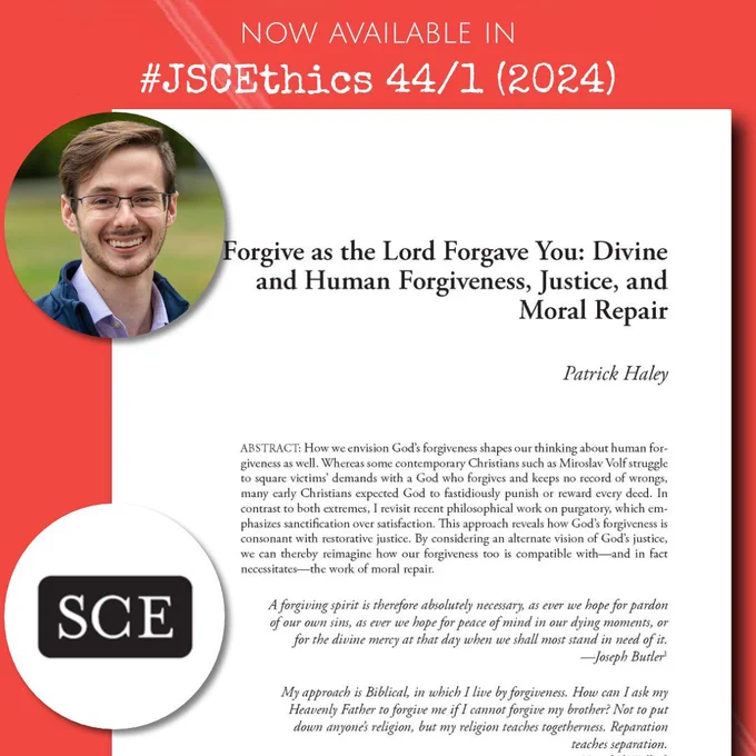 author photo with first page of article and heading "Now Available in #JSCEthics 44/1 (2024)"