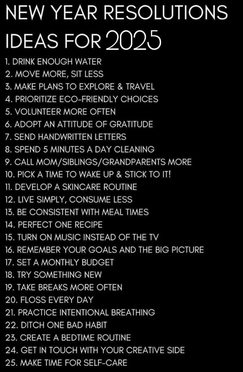 NEW YEAR RESOLUTIONS IDEAS FOR 2025