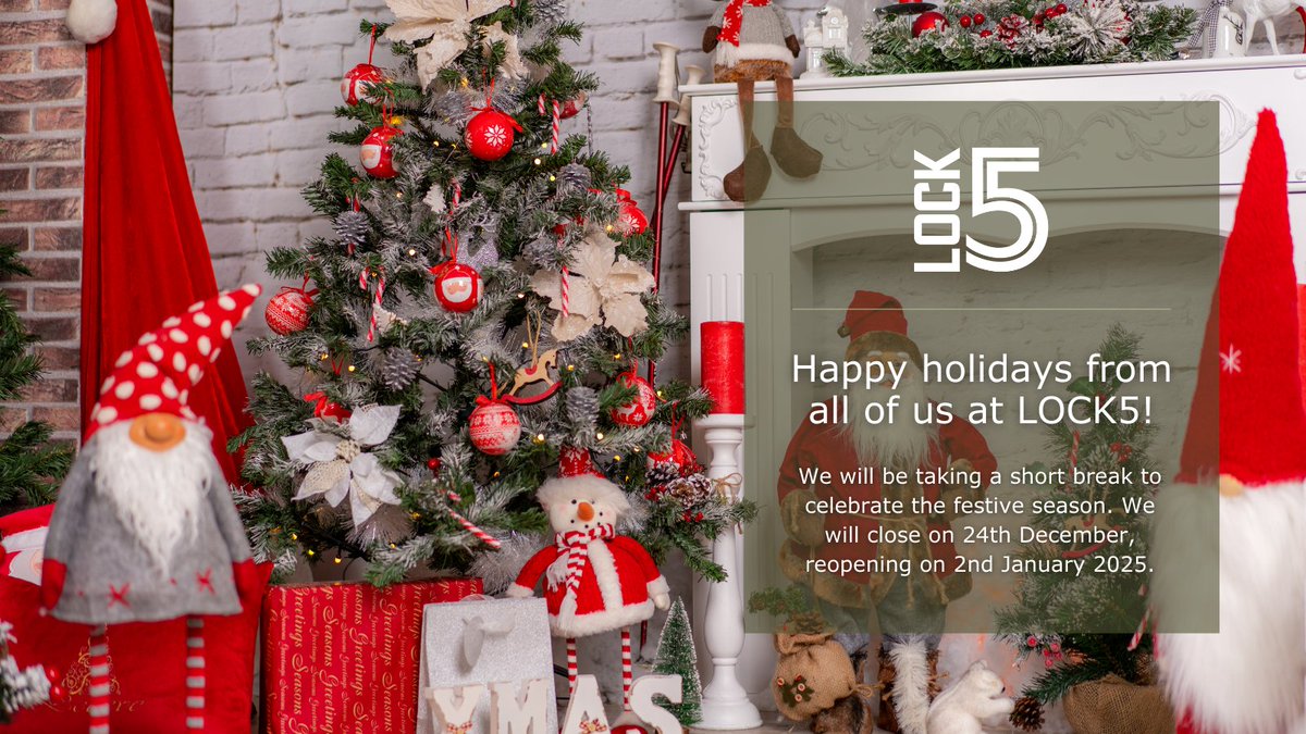 LOCK5_Ltd's tweet photo. As the holiday season approaches, we want to inform you that our office will close on 24th December, reopening on 2nd January 2025.
We wish you and your loved ones a wonderful festive season and a prosperous New Year!
#LOCK5 #Christmas #OfficeClosure #EventProfs #HappyHolidays https://t.co/QhkDDtmyxA