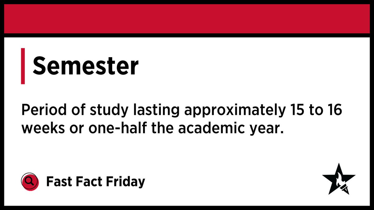 🔍 Semester:  Period of study lasting approximately 15 to 16 weeks or one-half the academic year.  #FastFactFriday