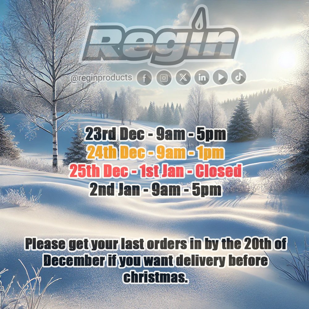Notice to all stockists of Regin Products and any engineer ordering products in to their local merchant. Get your orders in ASAP! 🚀

#xmastimes #happyholidays2024 #festiveseason #plumbersmerchants