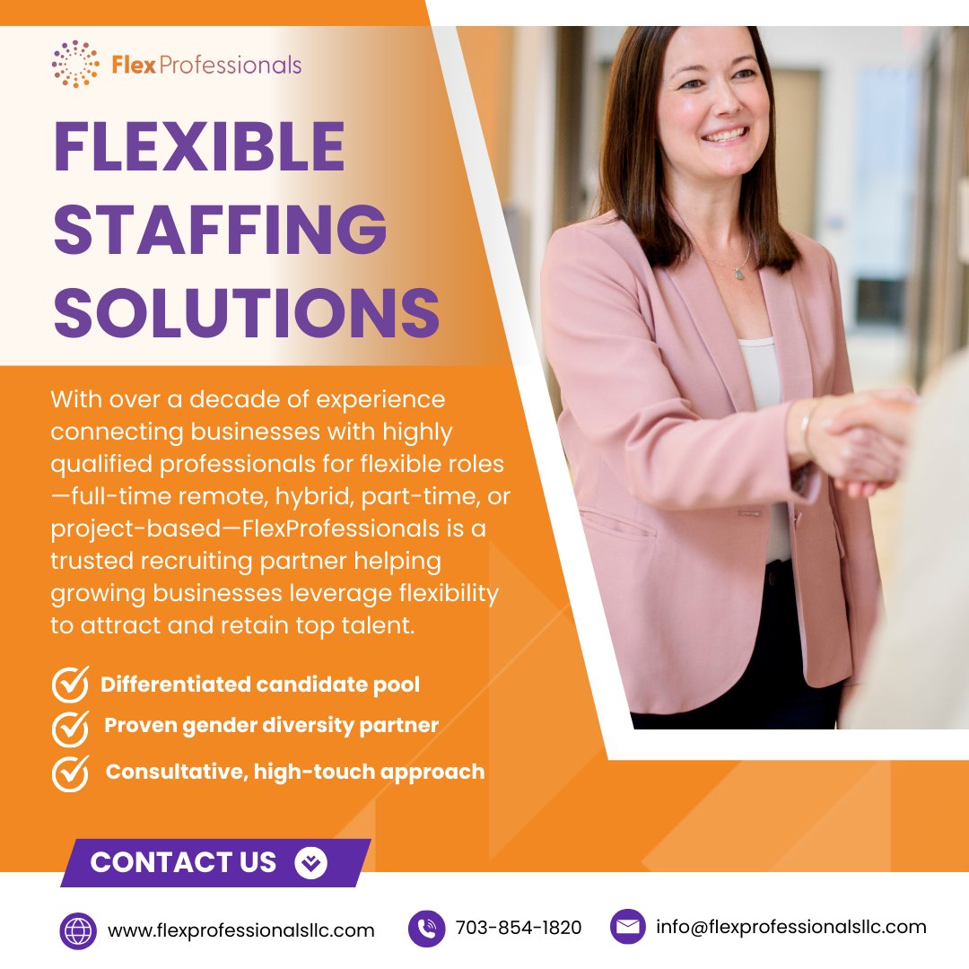 FlexProfessionals (@flexparttime) on Twitter photo Is hiring your biggest headache? At FlexProfessionals, we connect you with top-tier talent (10+ yrs experience) & streamline hiring—saving you time & money with flexible staffing options (PT, FT, remote, or project-based). Let’s transform your hiring: ow.ly/er3J50UnNWV Is hiring your biggest headache? At FlexProfessionals, we connect you with top-tier talent (10+ yrs experience) & streamline hiring—saving you time & money with flexible staffing options (PT, FT, remote, or project-based). Let’s transform your hiring: ow.ly/er3J50UnNWV