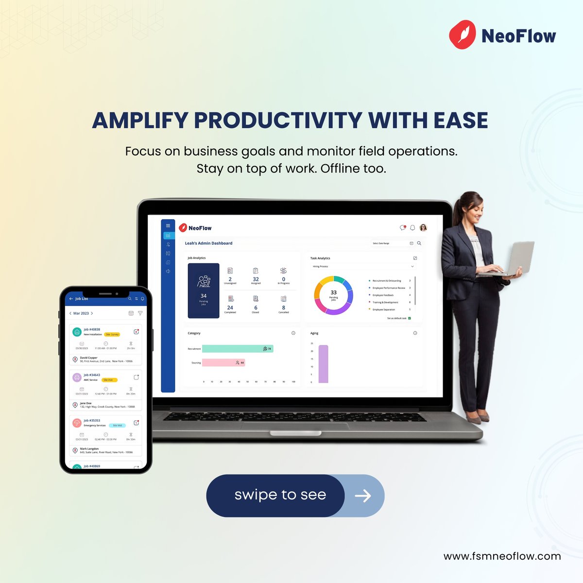 Neoflow_FSM's tweet image. 🌟 Amplify Productivity, Even Offline! 🌟

Track progress like a pro! 

🚀 Book your demo today at fsmneoflow.com

#NeoFlow #TaskManagement #WorkSmart #BusinessEfficiency #StreamlineYourWorkflow #ProductivityBoost #ProductivityUnleashed #WorkSmarter