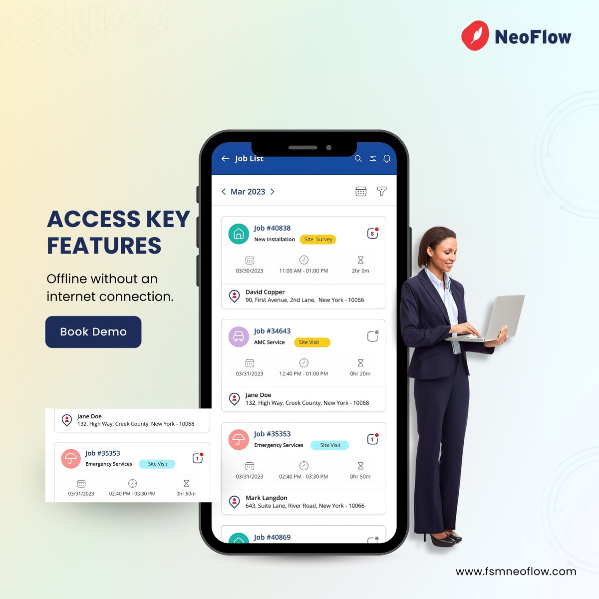 Neoflow_FSM's tweet image. 🌟 Amplify Productivity, Even Offline! 🌟

Track progress like a pro! 

🚀 Book your demo today at fsmneoflow.com

#NeoFlow #TaskManagement #WorkSmart #BusinessEfficiency #StreamlineYourWorkflow #ProductivityBoost #ProductivityUnleashed #WorkSmarter