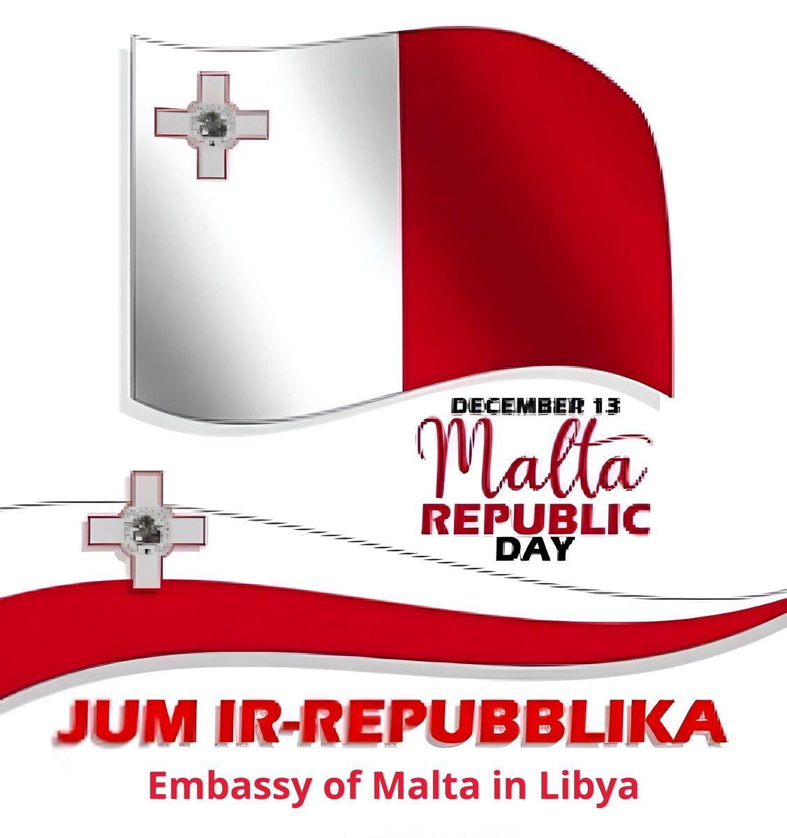 Today, we celebrate the 50th anniversary of The Republic Day of Malta in a spirit of freedom, unity, and the rich history that makes Malta truly unique. We are honored by our beautiful islands and the resilience of our people. <a href="/DeputyPMIanBorg/">Ian Borg</a> <a href="/MaltaGov/">Government of Malta 🇲🇹</a> <a href="/MaltainLibya/">Embassy of Malta in Libya 🇲🇹🇱🇾</a>