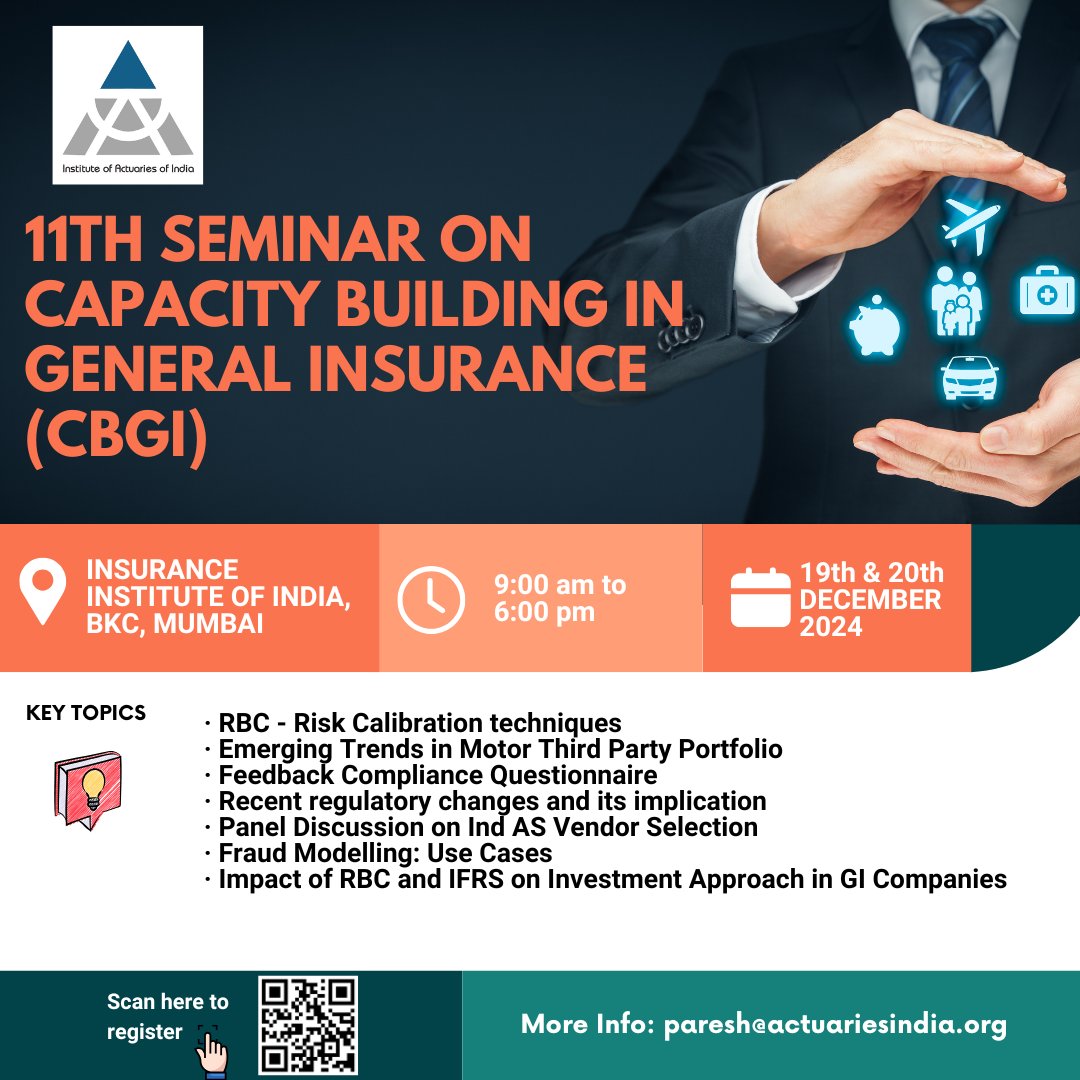 Join the 11th Capacity Building Seminar in General Insurance (11th CBGI)!

Don’t miss this opportunity to gain insights, expand your knowledge, and connect with industry leaders!

#IAI #GeneralInsurance #CapacityBuilding #RBC #IFRS #INDAS