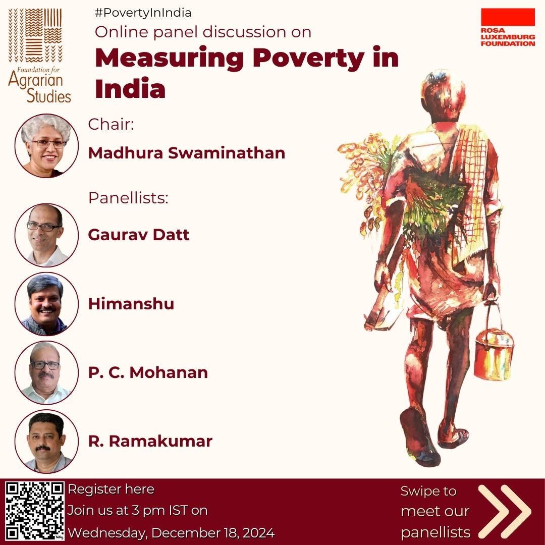 Foundation for Agrarian Studies (@fasagristudies) on Twitter photo In our upcoming online panel discussion on 'Measuring Poverty in India', chaired by Professor Madhura Swaminathan (<a href="/MadhuraFAS/">Madhura Swaminathan</a>), the panellists are Gaurav Datt (<a href="/GauravDatt_CDES/">Gaurav Datt</a>), Himanshu (<a href="/himanshujnu/">Himanshu</a>), P.C. Mohanan (<a href="/pcmohanan/">PC Mohanan</a>) and R. Ramakumar (<a href="/ramakumarr/">R. Ramakumar</a>).
đź“… 3 pm IST, In our upcoming online panel discussion on 'Measuring Poverty in India', chaired by Professor Madhura Swaminathan (<a href="/MadhuraFAS/">Madhura Swaminathan</a>), the panellists are Gaurav Datt (<a href="/GauravDatt_CDES/">Gaurav Datt</a>), Himanshu (<a href="/himanshujnu/">Himanshu</a>), P.C. Mohanan (<a href="/pcmohanan/">PC Mohanan</a>) and R. Ramakumar (<a href="/ramakumarr/">R. Ramakumar</a>).
đź“… 3 pm IST,