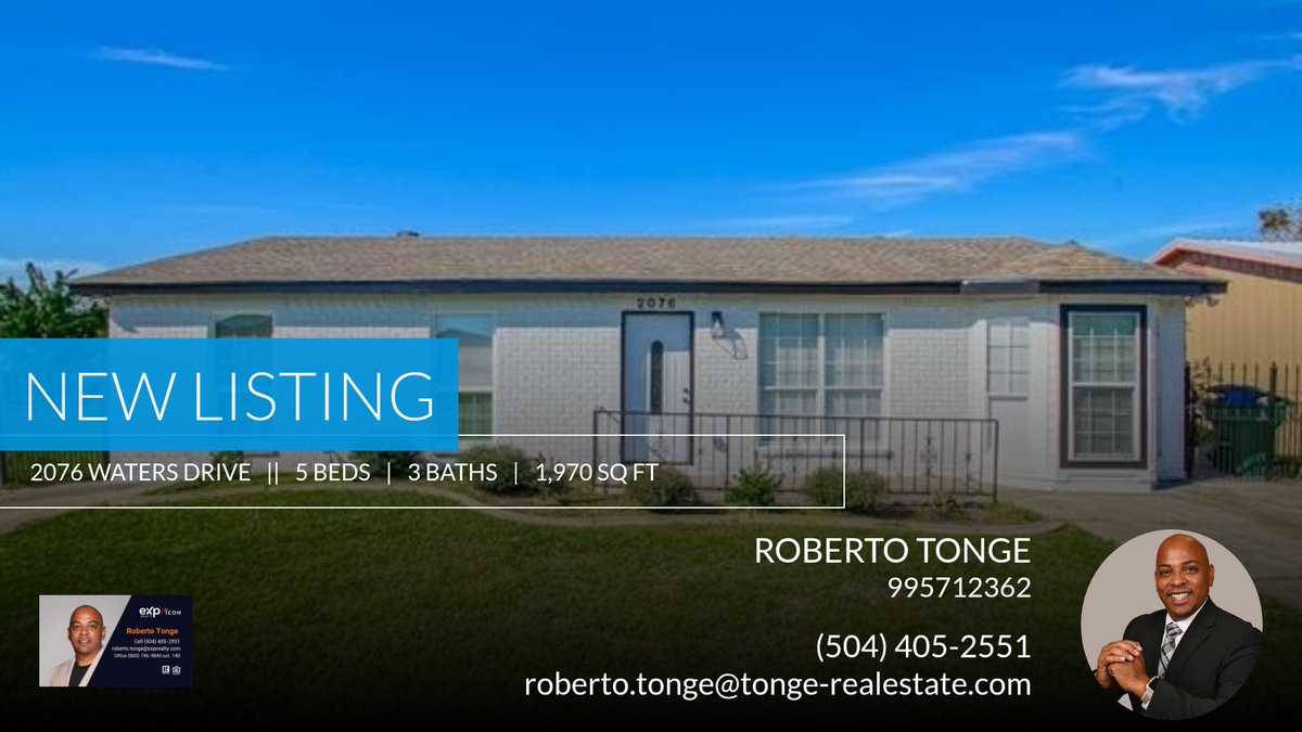 📍 New Listing 📍 Take a look at this fantastic new property that just hit the market located at 2076 Waters Drive in Marrero. Reach out here or at (504) 405-2551 for more information

ROBERTO TONGE, Realtor
LA (504) 405-2551 (800)... homeforsale.at/2076_WATERS_DR…