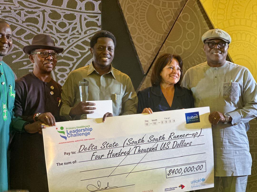 DSGovernment's tweet photo. Yesterday, Delta State was awarded $400,000 in the Primary Healthcare Leadership Challenge organized by the Nigerian Governors Forum in partnership with the Bill and Melinda Gates Foundation. 

The award recognizes the state’s outstanding performance in primary healthcare management under Governor Sheriff Oborevwori’s administration. It also marks the first time Delta State is being recognized in the competition which aims to improve grassroots healthcare access across Nigeria.

Speaking after receiving the award, Dr. Joseph Onojaeme, Commissioner for Health, disclosed that Governor Oborevwori’s notable effort to improve the healthcare sector in the state by way of approval for the renovation of over 150 primary healthcare centers (PHCs), also played a key role in the achievement.