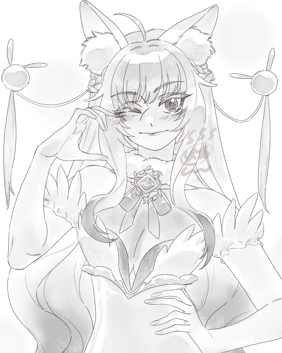 jkn_wj's tweet photo. 和洋妞的互绘！感觉纯黑白更适合线条的感觉捏🌹
#oc #Vtuber https://t.co/4pfRQgOUFZ