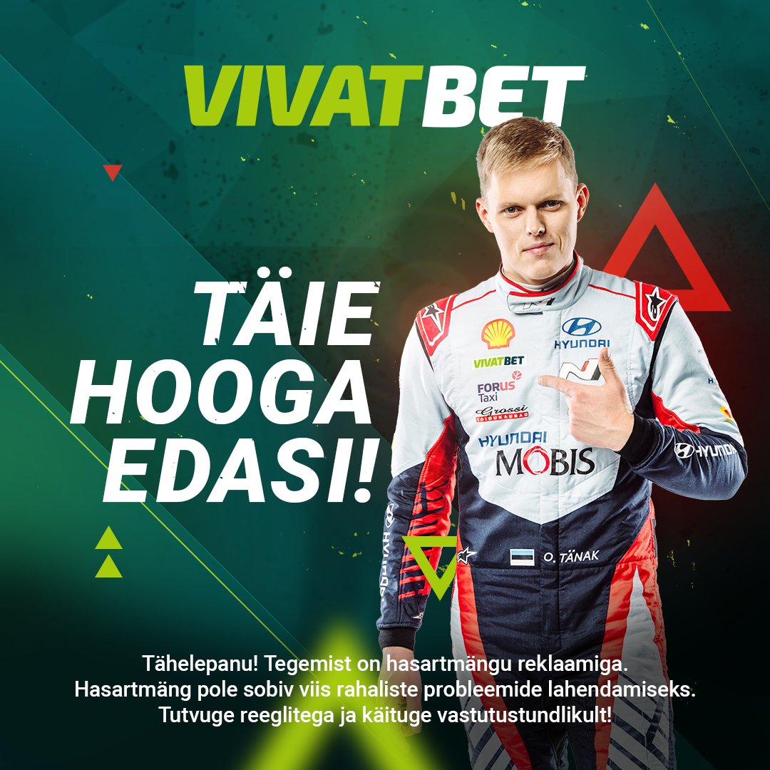 Ott Tänak and VivatBet continue together! Are you with us?
Together we have experienced unforgettable moments, that were even more special because of the support by you. We will continue our journey together in the new season and we couldn't be more excited!