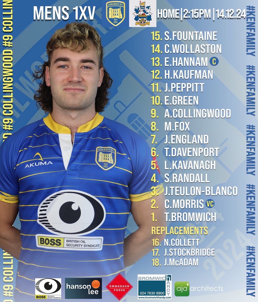 kenilworthrugby's tweet photo. ๐๐๐๐ ๐๐๐๐ ๐๏ธ
Here is your Mens 1XV for tomorrowโs game vs Long Eaton, Ken Fans!๐๐
#ComeOnKens #buildthecastle #kenfamily https://t.co/sLdDew9vhp