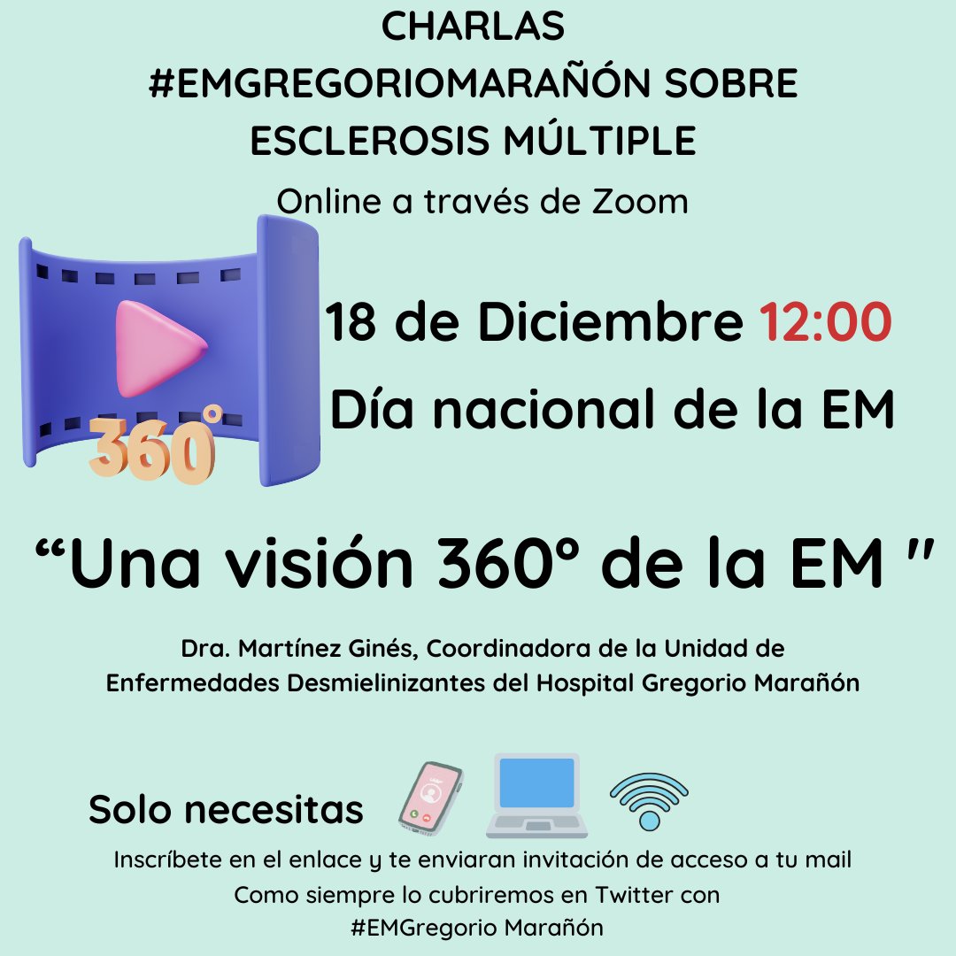 agedemgetafe's tweet photo. Con motivo del día nacional de la esclerosis múltiple, el Hospital Gregorio Marañón organiza la charla "Una visión 360º de la EM"#EMGregorioMarañón  sobre #EsclerosisMúltiple . Inscripciones en https://t.co/nH2Pu1pFy3 

https://t.co/hFrqaGfs72 https://t.co/G29W4JuWlC