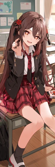 制服胡桃のタペストリーの通販予約が始まりました!B2半裁サイズで、縦長のタペストリーですほぼ全身になるように加筆しましたよろしくお願いします! 