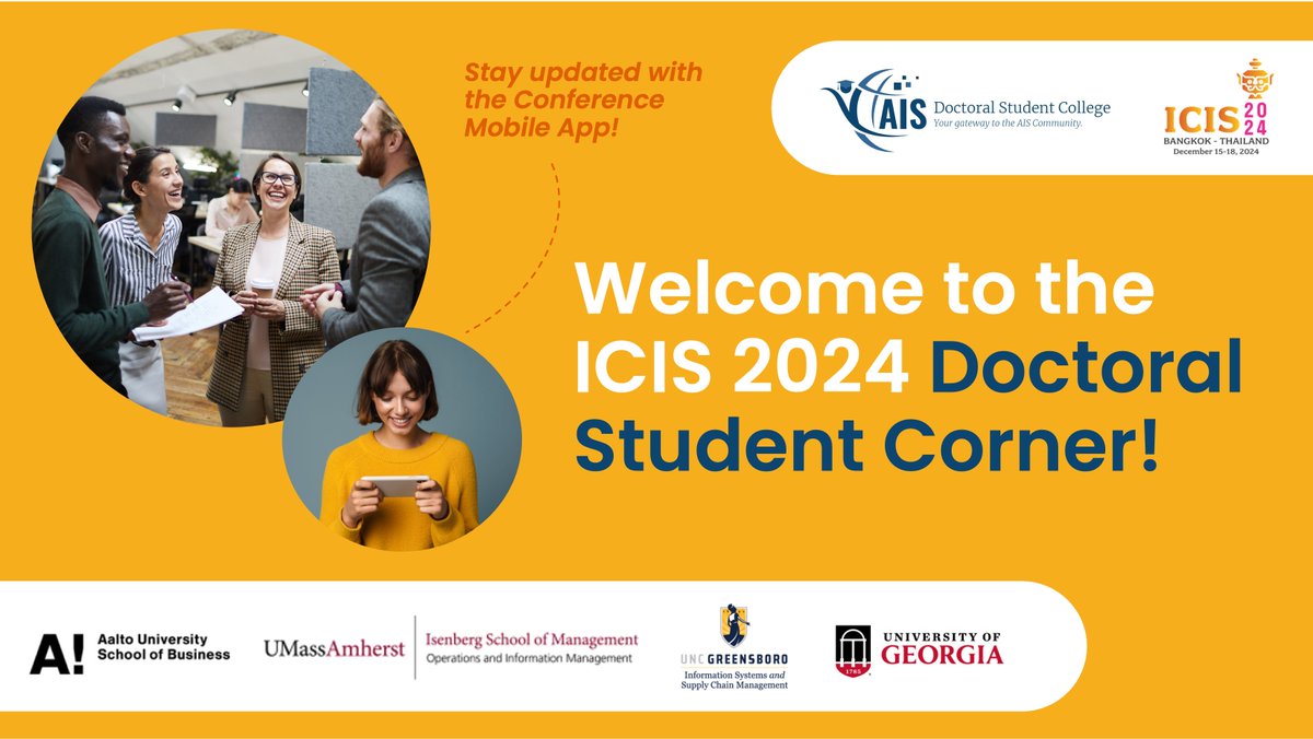 AIS Doctoral Student College (@ais_dsc) on Twitter photo 📢 Calling all #PhDStudents attending #ICIS2024! 🎓✨ Don't miss the <a href="/AIS_DSC/">AIS Doctoral Student College</a> Doctoral Student Corner—a space for connecting, mentorship & learning.💡 Find up-to-date event info via the conference app 📲, or read more here: icis2024.aisconferences.org/events/doctora… See you soon in Bangkok! 🇹🇭 📢 Calling all #PhDStudents attending #ICIS2024! 🎓✨ Don't miss the <a href="/AIS_DSC/">AIS Doctoral Student College</a> Doctoral Student Corner—a space for connecting, mentorship & learning.💡 Find up-to-date event info via the conference app 📲, or read more here: icis2024.aisconferences.org/events/doctora… See you soon in Bangkok! 🇹🇭
