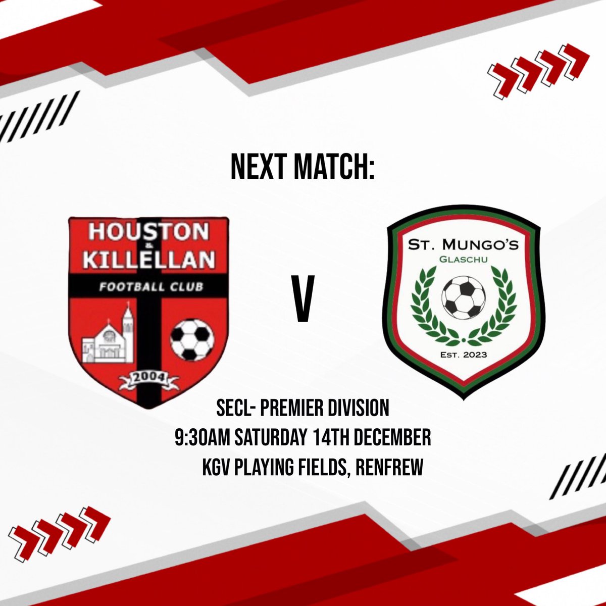 We hope to round off 2024 with another good performance and result to keep our good form going. We take on St Mungo’s at the KGV ⚽️