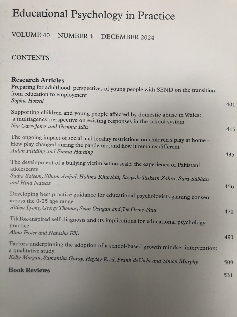 Excited to read the journal article on gaining consent by Stockport EP, Dr Althea Lyons, in the latest edition of Educational Psychology in Practice <a href="/AEPsychologists/">Association of Educational Psychologists</a> <a href="/StockportMBC/">Stockport Council</a>